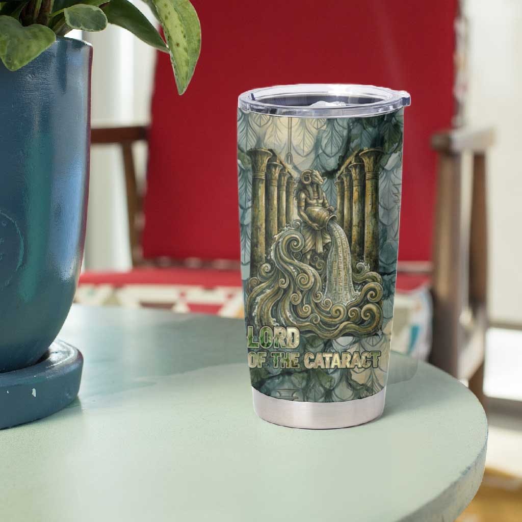 Khnum Ancient Egyptian Tumbler Cup with Smoky Leaf, Ram Head Emblem, and Guardian of the Cataract - Wonder Print Shop