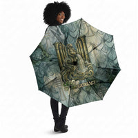 Khnum Ancient Egyptian Umbrella with Smoky Leaf, Ram Head Emblem, and Guardian of the Cataract - Wonder Print Shop