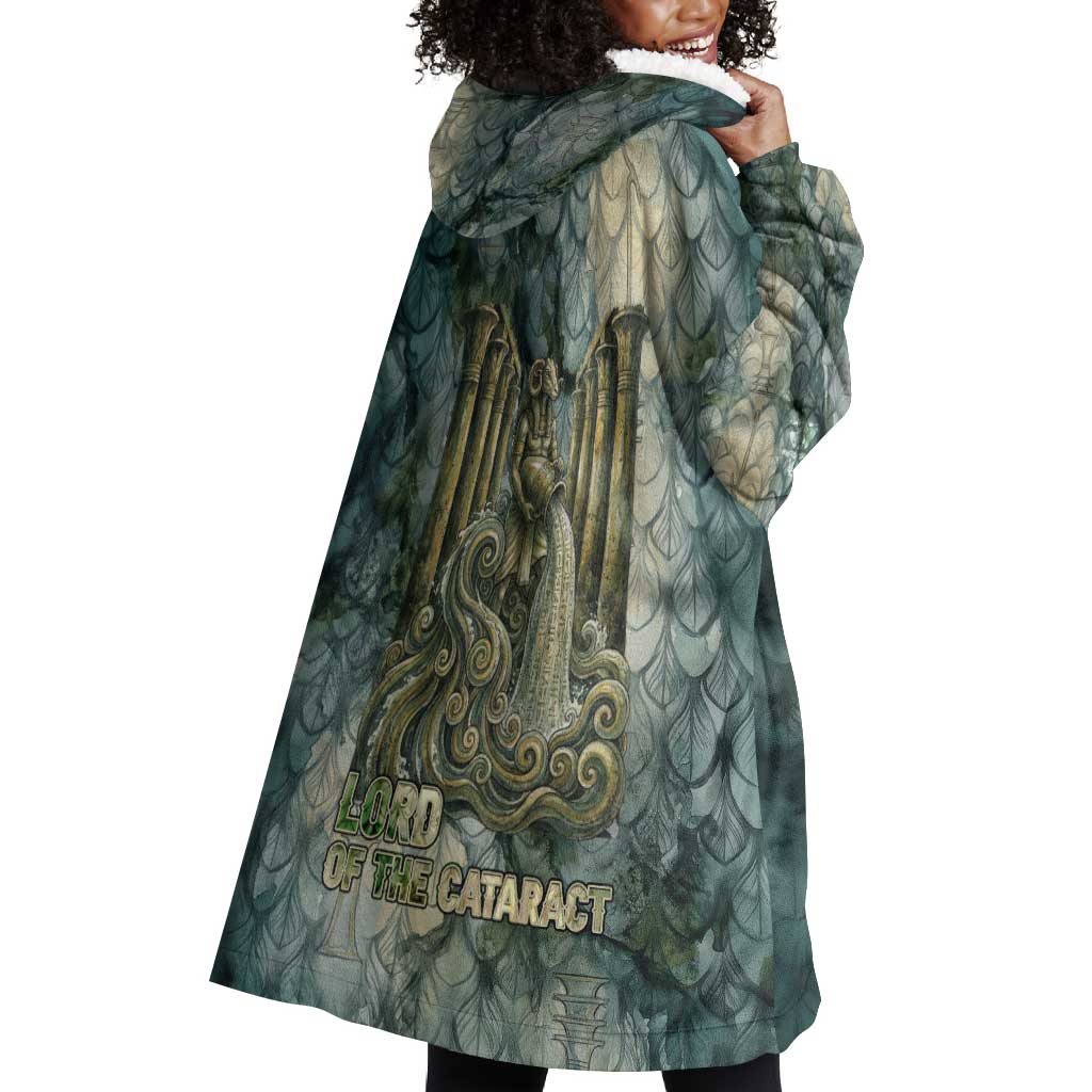 Khnum Ancient Egyptian Wearable Blanket Hoodie with Smoky Leaf, Ram Head Emblem, and Guardian of the Cataract - Wonder Print Shop
