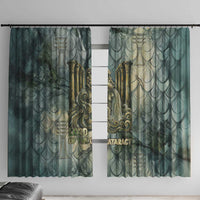Khnum Ancient Egyptian Window Curtain with Smoky Leaf, Ram Head Emblem, and Guardian of the Cataract - Wonder Print Shop