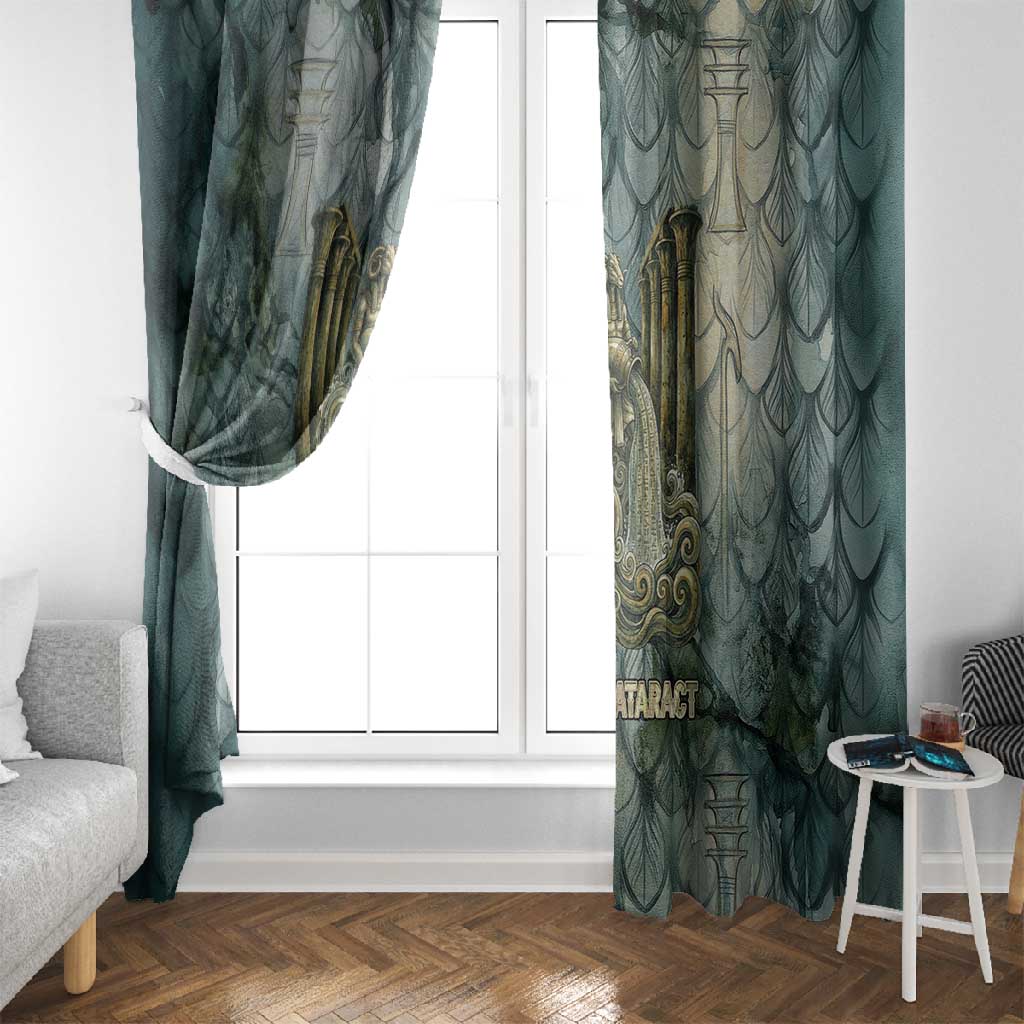 Khnum Ancient Egyptian Window Curtain with Smoky Leaf, Ram Head Emblem, and Guardian of the Cataract - Wonder Print Shop