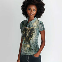 Khnum Ancient Egyptian Women Polo Shirt with Smoky Leaf, Ram Head Emblem, and Guardian of the Cataract - Wonder Print Shop