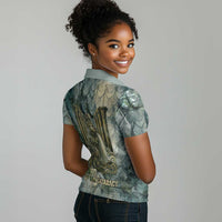 Khnum Ancient Egyptian Women Polo Shirt with Smoky Leaf, Ram Head Emblem, and Guardian of the Cataract - Wonder Print Shop