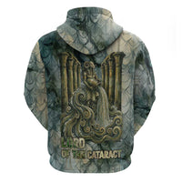 Khnum Ancient Egyptian Zip Hoodie with Smoky Leaf, Ram Head Emblem, and Guardian of the Cataract - Wonder Print Shop