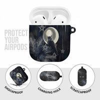 Khonsu AirPods Case Ancient Egyptian Dark Feather Pattern, Moonlit Raven Symbol, and Eye Lotus - Wonder Print Shop