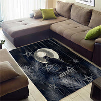 Khonsu Area Rug Ancient Egyptian Dark Feather Pattern, Moonlit Raven Symbol, and Eye Lotus - Wonder Print Shop