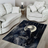 Khonsu Area Rug Ancient Egyptian Dark Feather Pattern, Moonlit Raven Symbol, and Eye Lotus - Wonder Print Shop