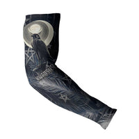 Khonsu Arm Sleeves Ancient Egyptian Dark Feather Pattern, Moonlit Raven Symbol, and Eye Lotus - Wonder Print Shop