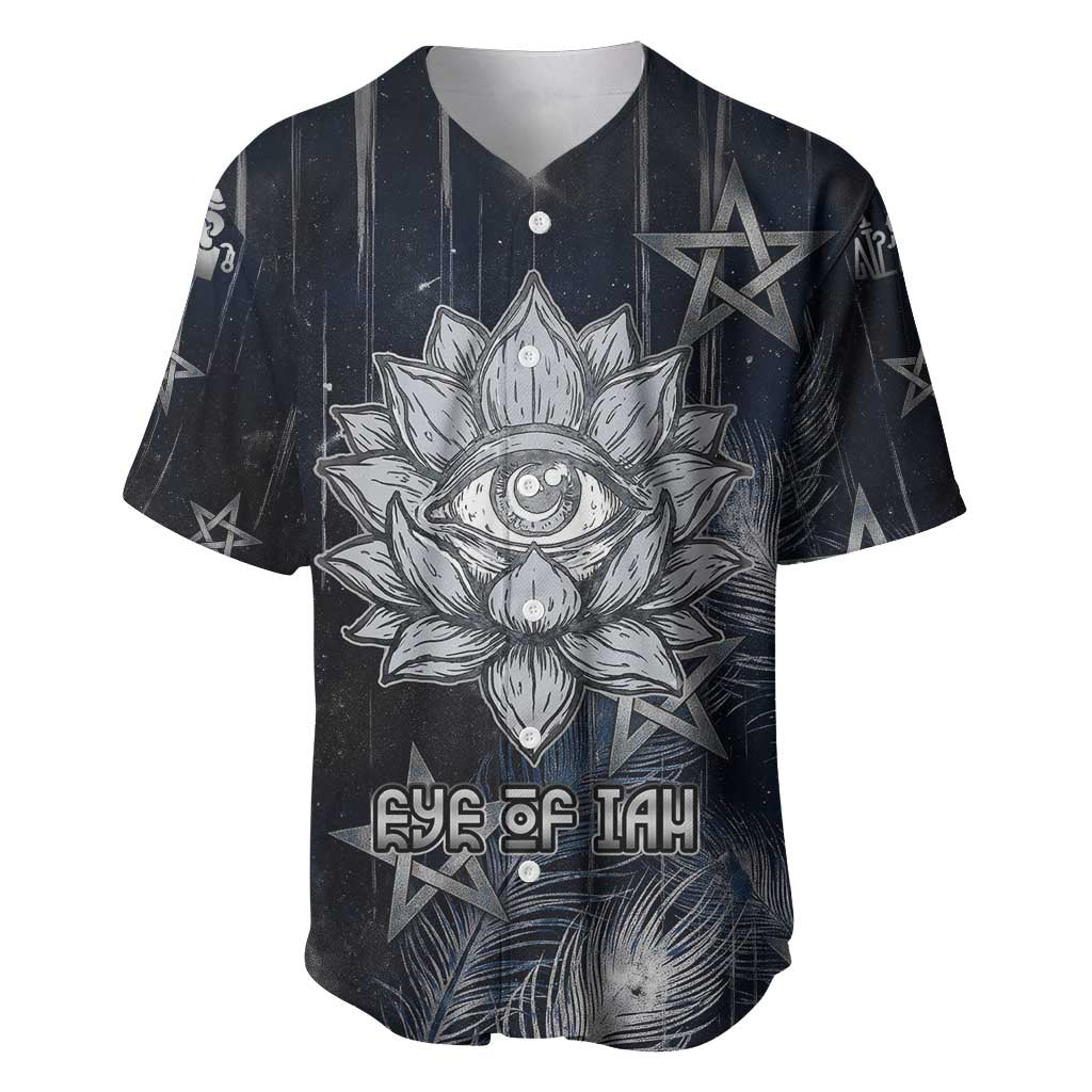 Khonsu Baseball Jersey Ancient Egyptian Dark Feather Pattern, Moonlit Raven Symbol, and Eye Lotus - Wonder Print Shop