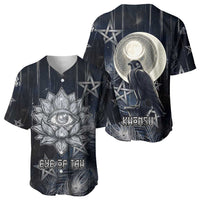 Khonsu Baseball Jersey Ancient Egyptian Dark Feather Pattern, Moonlit Raven Symbol, and Eye Lotus - Wonder Print Shop