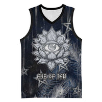 Khonsu Basketball Jersey Ancient Egyptian Dark Feather Pattern, Moonlit Raven Symbol, and Eye Lotus - Wonder Print Shop