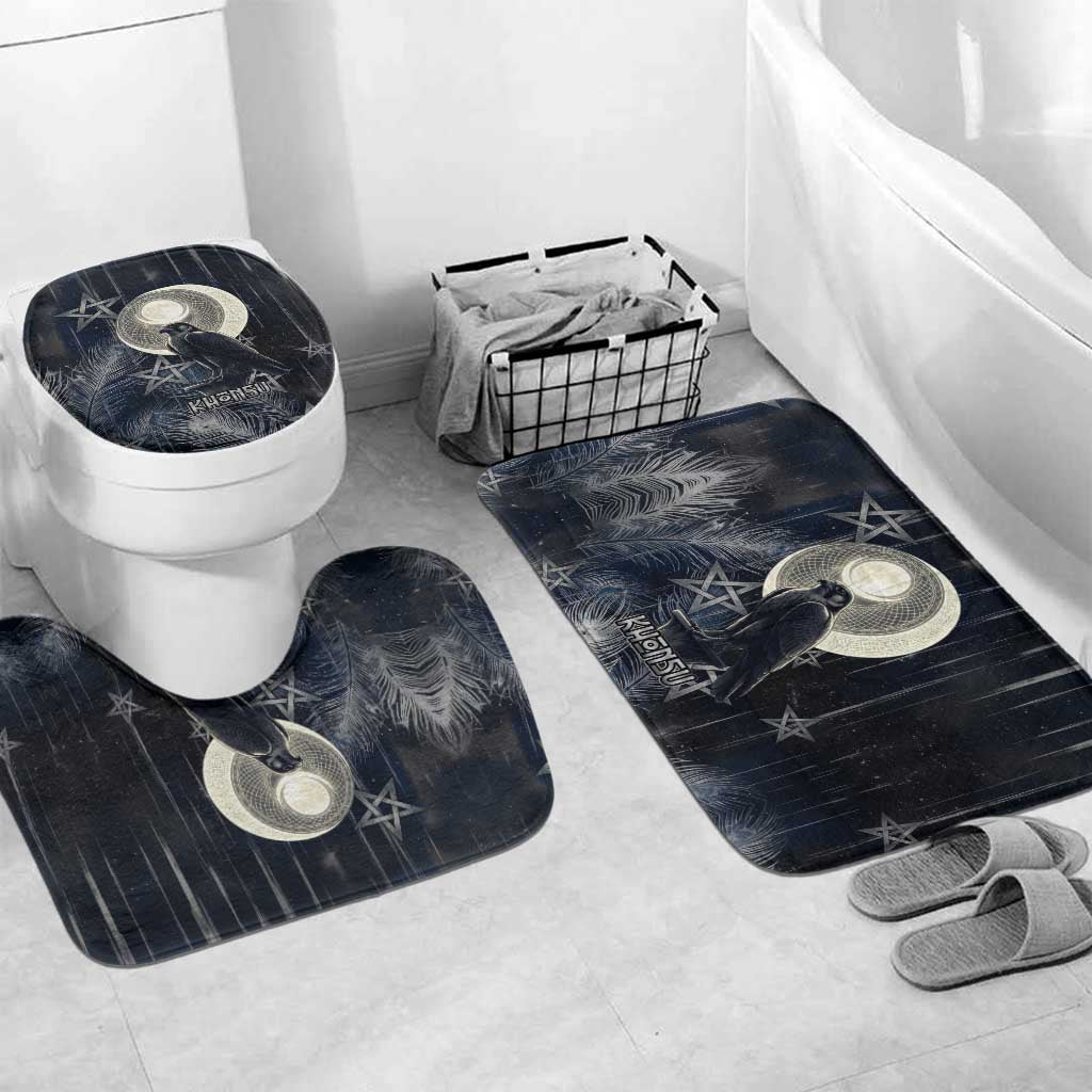Khonsu Bathroom Set Ancient Egyptian Dark Feather Pattern, Moonlit Raven Symbol, and Eye Lotus - Wonder Print Shop