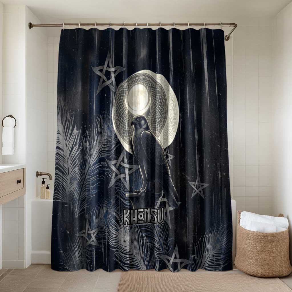 Khonsu Bathroom Set Ancient Egyptian Dark Feather Pattern, Moonlit Raven Symbol, and Eye Lotus - Wonder Print Shop
