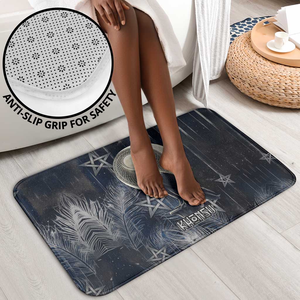 Khonsu Bathroom Set Ancient Egyptian Dark Feather Pattern, Moonlit Raven Symbol, and Eye Lotus - Wonder Print Shop