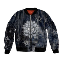 Khonsu Bomber Jacket Ancient Egyptian Dark Feather Pattern, Moonlit Raven Symbol, and Eye Lotus - Wonder Print Shop
