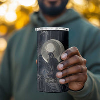Khonsu 4 in 1 Can Cooler Tumbler Ancient Egyptian Dark Feather Pattern, Moonlit Raven Symbol, and Eye Lotus - Wonder Print Shop