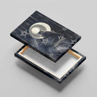Khonsu Canvas Wall Art Ancient Egyptian Dark Feather Pattern, Moonlit Raven Symbol, and Eye Lotus - Wonder Print Shop