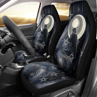 Khonsu Car Seat Cover Ancient Egyptian Dark Feather Pattern, Moonlit Raven Symbol, and Eye Lotus - Wonder Print Shop
