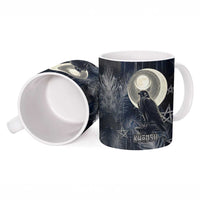 Khonsu Ceramic Mug Ancient Egyptian Dark Feather Pattern, Moonlit Raven Symbol, and Eye Lotus - Wonder Print Shop