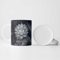 Khonsu Ceramic Mug Ancient Egyptian Dark Feather Pattern, Moonlit Raven Symbol, and Eye Lotus - Wonder Print Shop