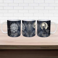 Khonsu Ceramic Mug Ancient Egyptian Dark Feather Pattern, Moonlit Raven Symbol, and Eye Lotus - Wonder Print Shop