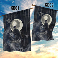 Khonsu Garden Flag Ancient Egyptian Dark Feather Pattern, Moonlit Raven Symbol, and Eye Lotus - Wonder Print Shop