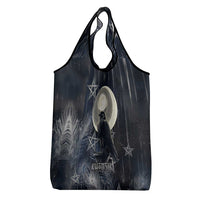 Khonsu Grocery Bag Ancient Egyptian Dark Feather Pattern, Moonlit Raven Symbol, and Eye Lotus - Wonder Print Shop