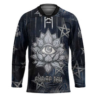 Khonsu Hockey Jersey Ancient Egyptian Dark Feather Pattern, Moonlit Raven Symbol, and Eye Lotus - Wonder Print Shop