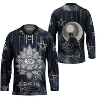 Khonsu Hockey Jersey Ancient Egyptian Dark Feather Pattern, Moonlit Raven Symbol, and Eye Lotus - Wonder Print Shop