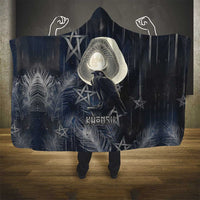 Khonsu Hooded Blanket Ancient Egyptian Dark Feather Pattern, Moonlit Raven Symbol, and Eye Lotus - Wonder Print Shop