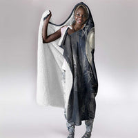 Khonsu Hooded Blanket Ancient Egyptian Dark Feather Pattern, Moonlit Raven Symbol, and Eye Lotus - Wonder Print Shop