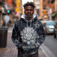 Khonsu Hoodie Ancient Egyptian Dark Feather Pattern, Moonlit Raven Symbol, and Eye Lotus - Wonder Print Shop