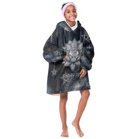 Khonsu Kid Wearable Blanket Hoodie Ancient Egyptian Dark Feather Pattern, Moonlit Raven Symbol, and Eye Lotus - Wonder Print Shop