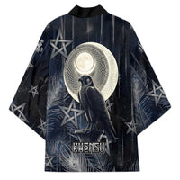 Khonsu Kimono Ancient Egyptian Dark Feather Pattern, Moonlit Raven Symbol, and Eye Lotus - Wonder Print Shop