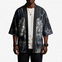Khonsu Kimono Ancient Egyptian Dark Feather Pattern, Moonlit Raven Symbol, and Eye Lotus - Wonder Print Shop