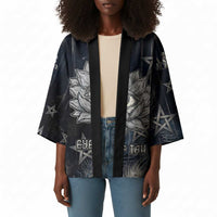 Khonsu Kimono Ancient Egyptian Dark Feather Pattern, Moonlit Raven Symbol, and Eye Lotus - Wonder Print Shop