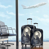 Khonsu Luggage Cover Ancient Egyptian Dark Feather Pattern, Moonlit Raven Symbol, and Eye Lotus - Wonder Print Shop