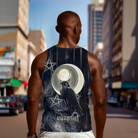 Khonsu Men Tank Top Ancient Egyptian Dark Feather Pattern, Moonlit Raven Symbol, and Eye Lotus - Wonder Print Shop