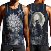 Khonsu Men Tank Top Ancient Egyptian Dark Feather Pattern, Moonlit Raven Symbol, and Eye Lotus - Wonder Print Shop