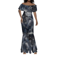 Khonsu Mermaid Dress Ancient Egyptian Dark Feather Pattern, Moonlit Raven Symbol, and Eye Lotus - Wonder Print Shop