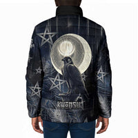 Khonsu Padded Jacket Ancient Egyptian Dark Feather Pattern, Moonlit Raven Symbol, and Eye Lotus - Wonder Print Shop