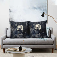 Khonsu Pillow Cover Ancient Egyptian Dark Feather Pattern, Moonlit Raven Symbol, and Eye Lotus - Wonder Print Shop