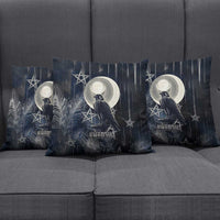 Khonsu Pillow Cover Ancient Egyptian Dark Feather Pattern, Moonlit Raven Symbol, and Eye Lotus - Wonder Print Shop