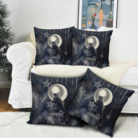 Khonsu Pillow Cover Ancient Egyptian Dark Feather Pattern, Moonlit Raven Symbol, and Eye Lotus - Wonder Print Shop