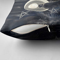 Khonsu Pillow Cover Ancient Egyptian Dark Feather Pattern, Moonlit Raven Symbol, and Eye Lotus - Wonder Print Shop