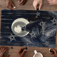 Khonsu Puzzle Ancient Egyptian Dark Feather Pattern, Moonlit Raven Symbol, and Eye Lotus - Wonder Print Shop