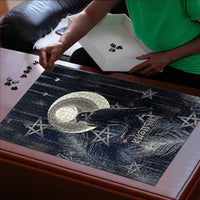 Khonsu Puzzle Ancient Egyptian Dark Feather Pattern, Moonlit Raven Symbol, and Eye Lotus - Wonder Print Shop