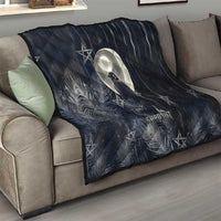 Khonsu Quilt Ancient Egyptian Dark Feather Pattern, Moonlit Raven Symbol, and Eye Lotus - Wonder Print Shop