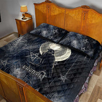 Khonsu Quilt Bed Set Ancient Egyptian Dark Feather Pattern, Moonlit Raven Symbol, and Eye Lotus - Wonder Print Shop