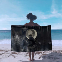 Khonsu Sarong Ancient Egyptian Dark Feather Pattern, Moonlit Raven Symbol, and Eye Lotus - Wonder Print Shop